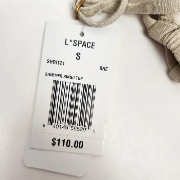 L*Space Shimmer Ringo Bikini Top in Bone Cream Size Small NWT - Picture 4 of 5